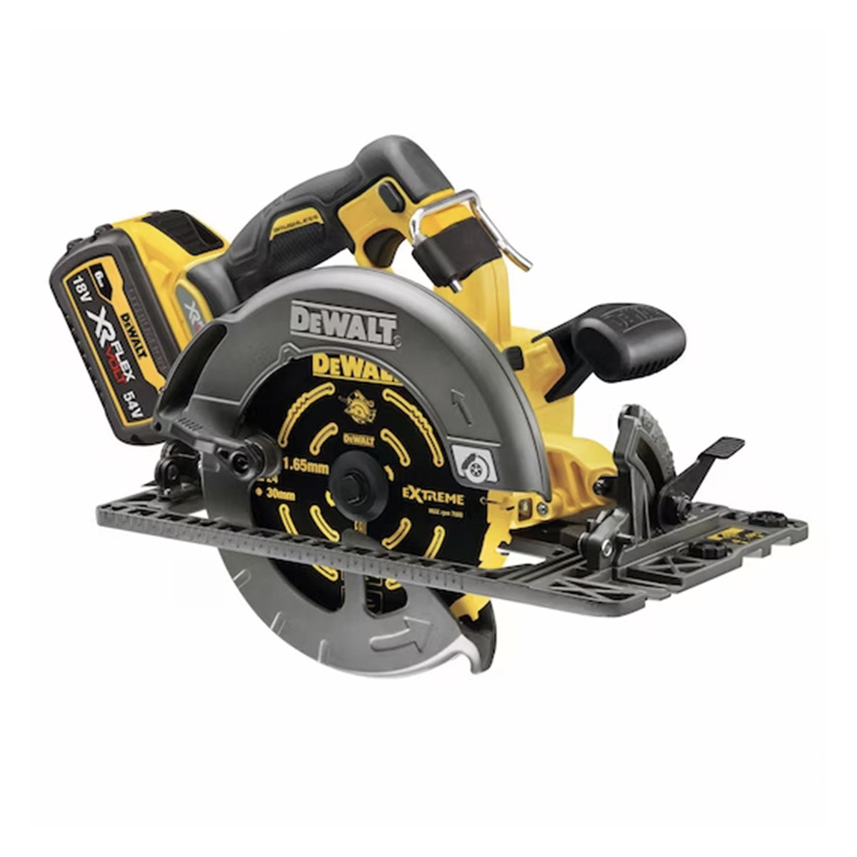 Circular saw diameter 190 mm depth 61 mm 54V XR FLEXVOLT 2x6ah high power in TSTACK CASE and ACCESSORIES - DeWALT - DCS579T2-QW Circular saw diameter 190 mm depth 61 mm 54V XR FLEXVOLT 2x6ah high power in TSTACK CASE and ACCESSORIES - DeWALT - DCS579T2-QW